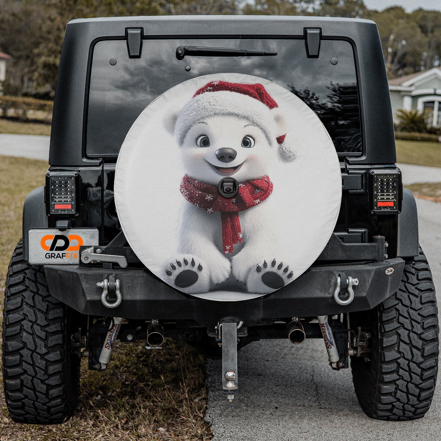 a jeep with a picture of a polar bear on it