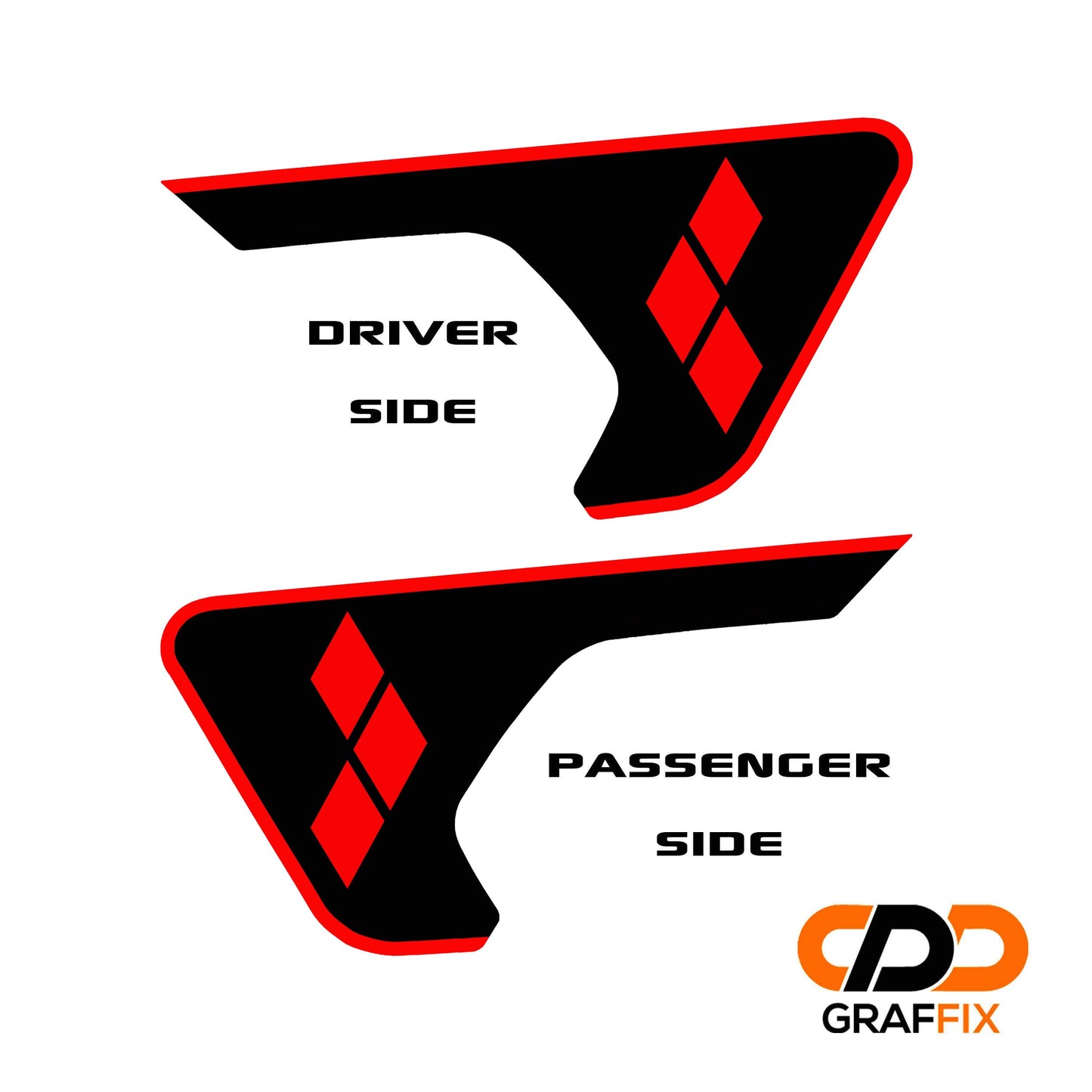 Bordered Harley Diamond Pattern 2pc Vinyl Fender Decal Set - Fits Jeep Wrangler JL/Jeep Gladiator JT 2018+