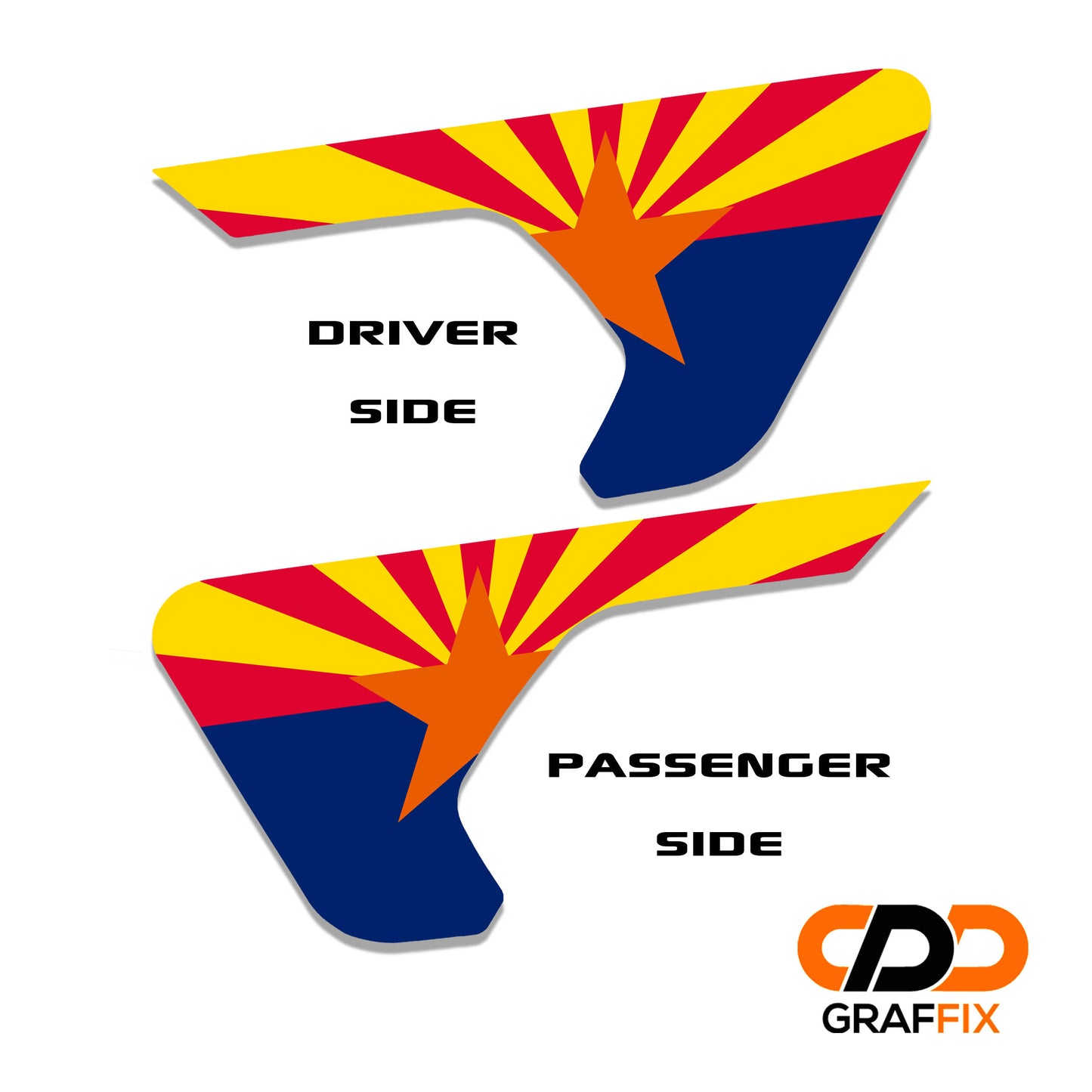 Arizona State Flag 2pc Vinyl Fender Decal - Fits Jeep Wrangler JL/Jeep Gladiator JT 2018+