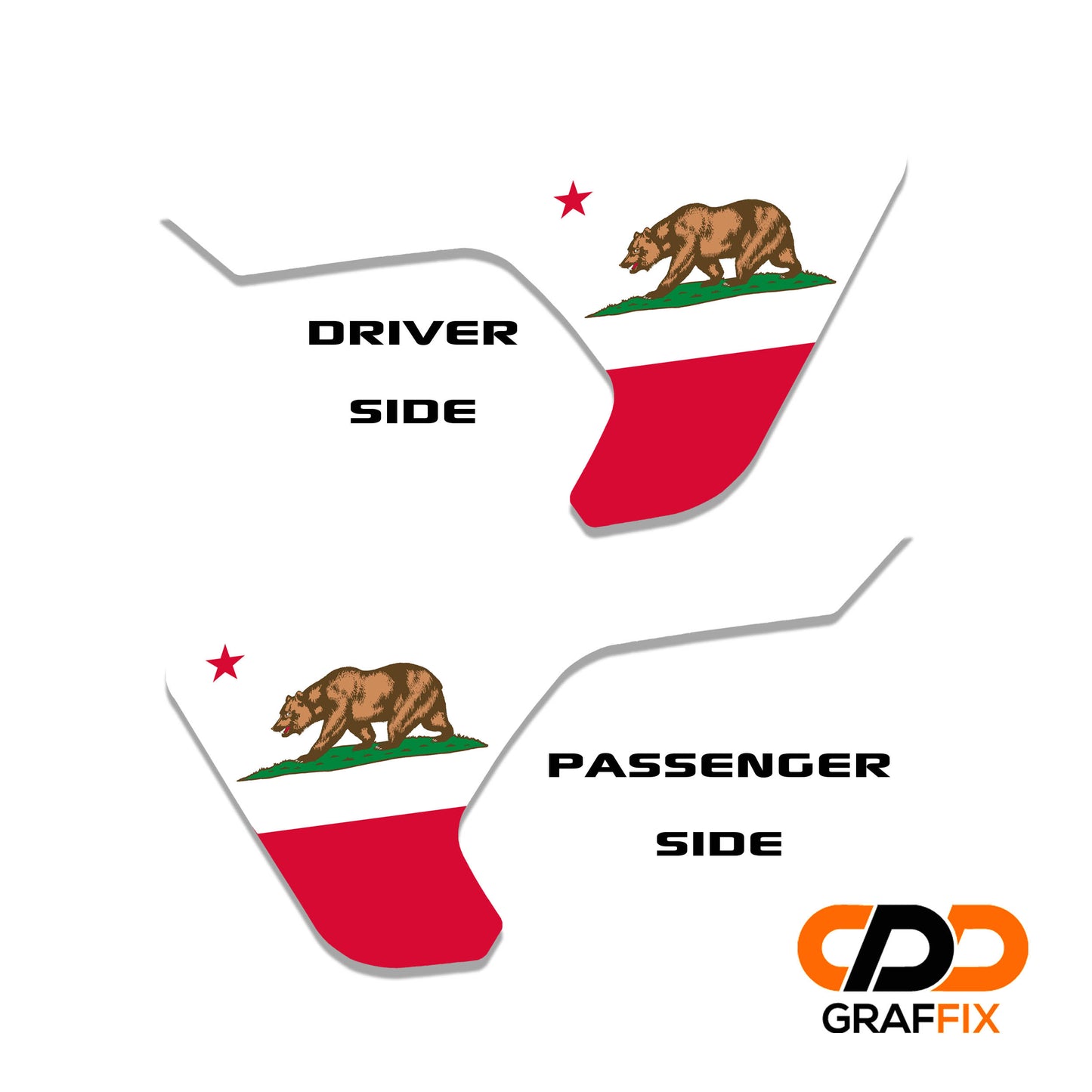 California State Flag 2pc Vinyl Fender Decal - Fits Jeep Wrangler JL/Jeep Gladiator JT 2018+