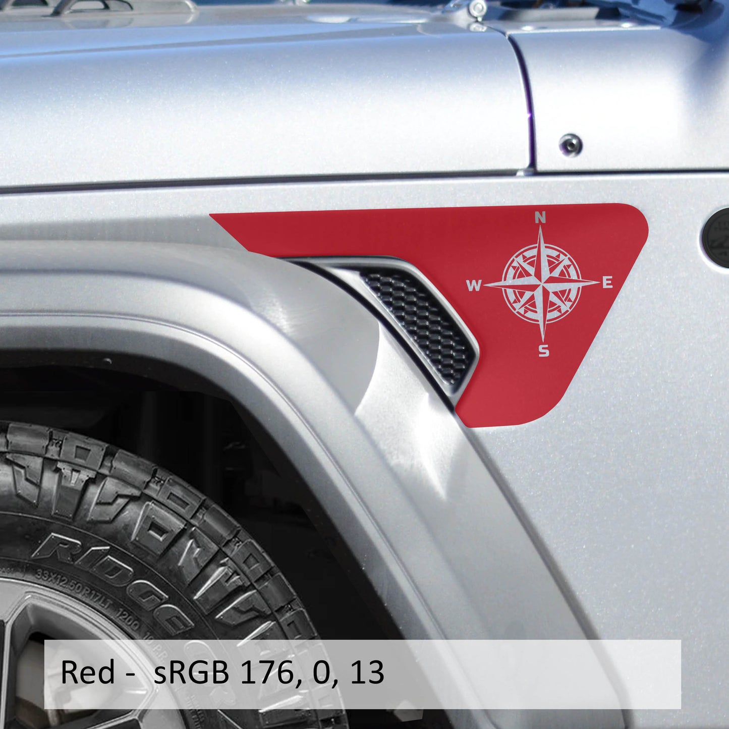 Nautical Compass 2pc Fender Vent Vinyl Transfer Decals for 18+ Wrangler JL JLU Gladiator JT