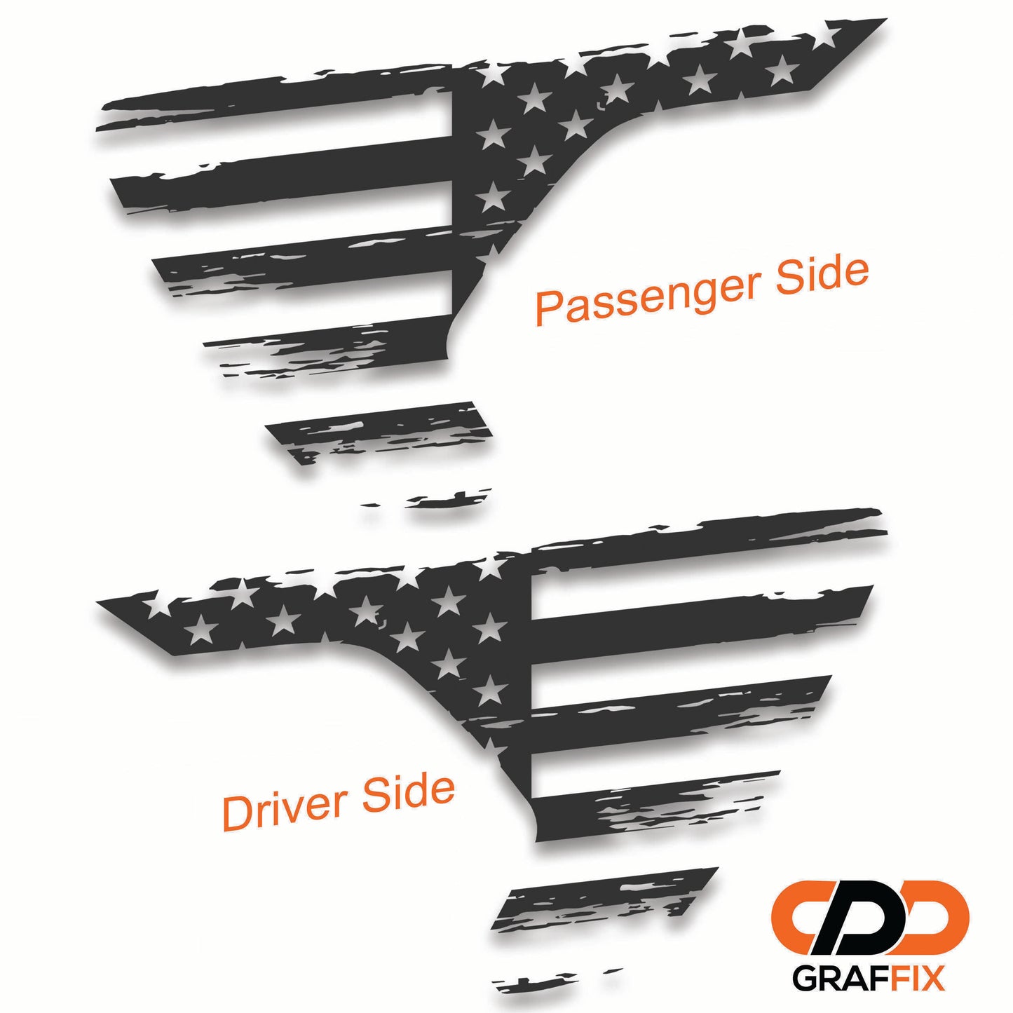 Distressed American Flag 2pc Fender Vent Vinyl Transfer Decals for Jeep Wrangler JL/Jeep Gladiator JT 2018+