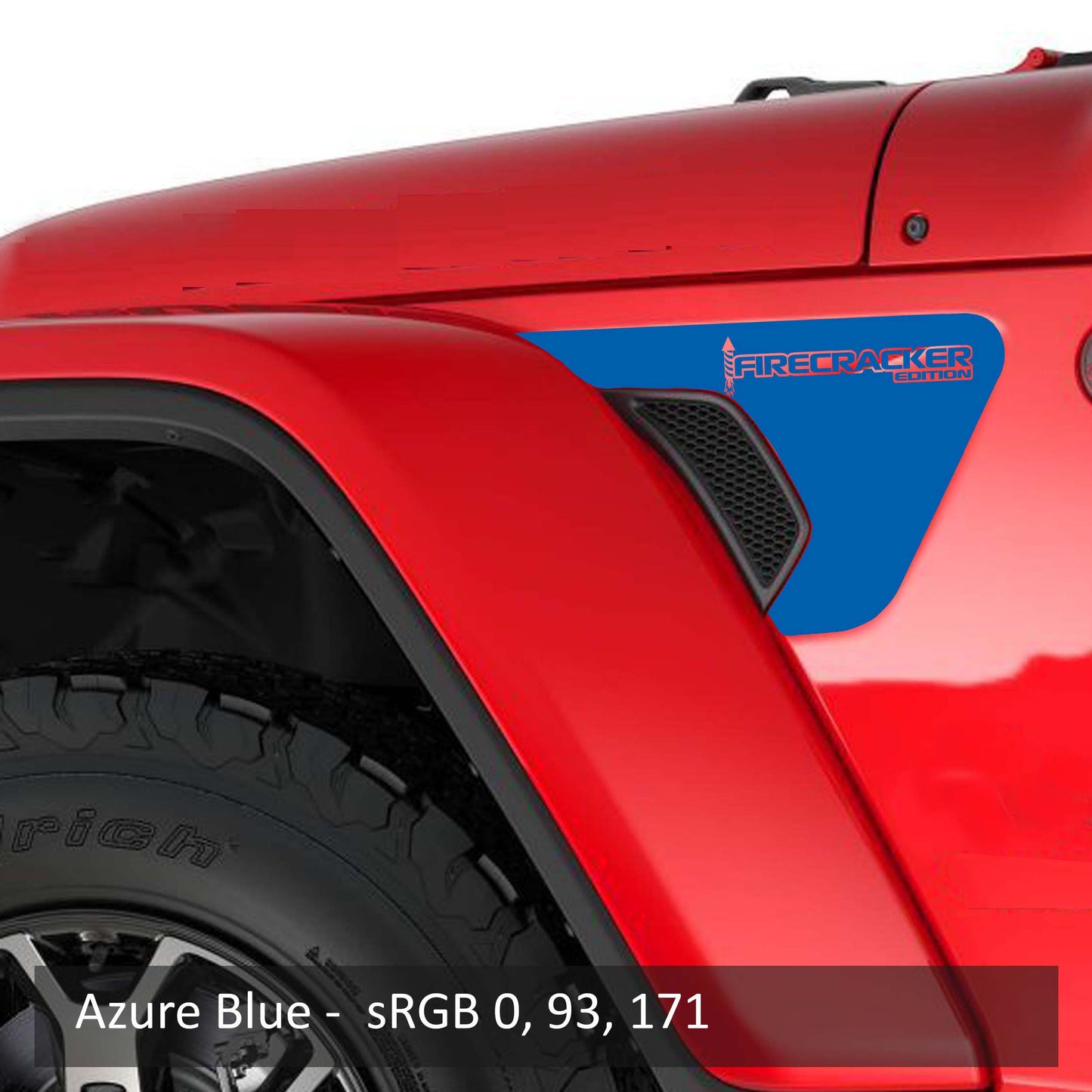 Firecracker Edition Fender Vent Vinyl Transfer Decal - Fits Jeep Wrangler JL/Jeep Gladiator JT 2018+