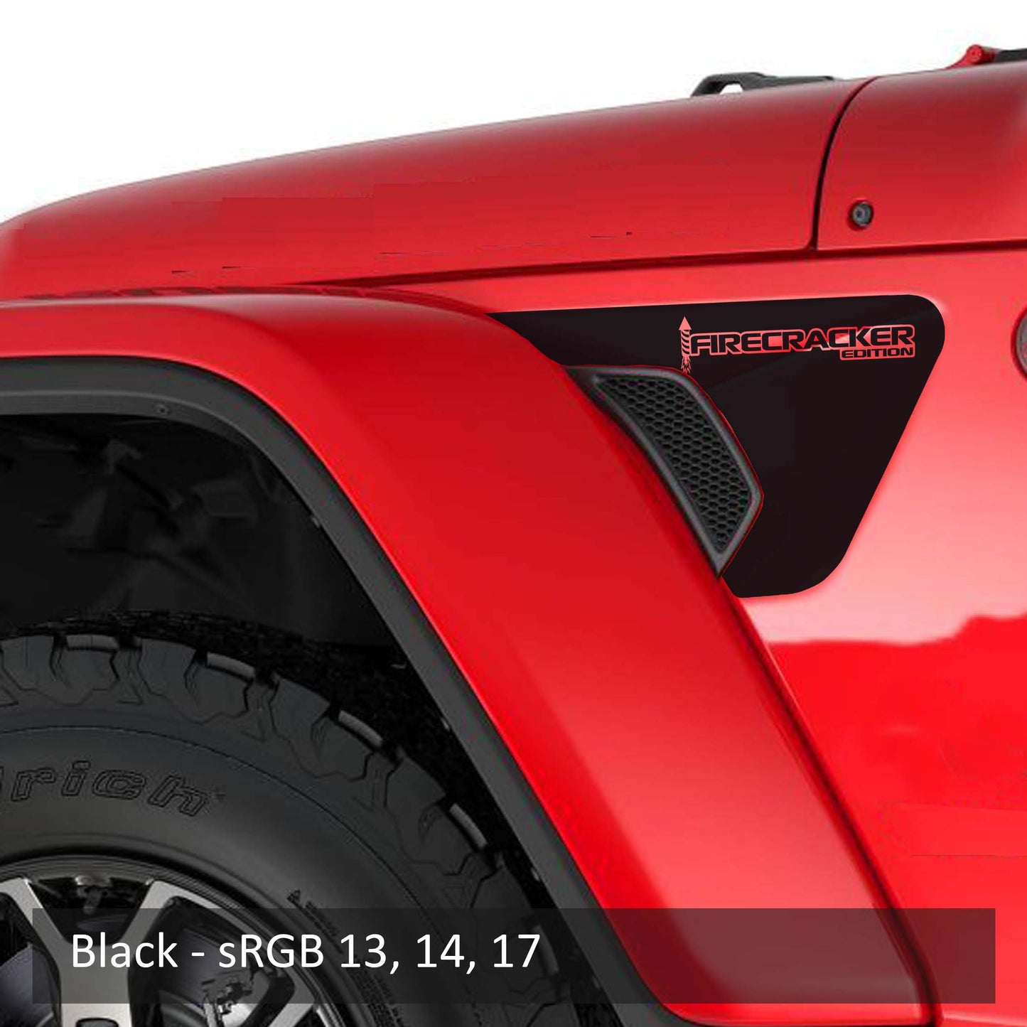 Firecracker Edition Fender Vent Vinyl Transfer Decal - Fits Jeep Wrangler JL/Jeep Gladiator JT 2018+