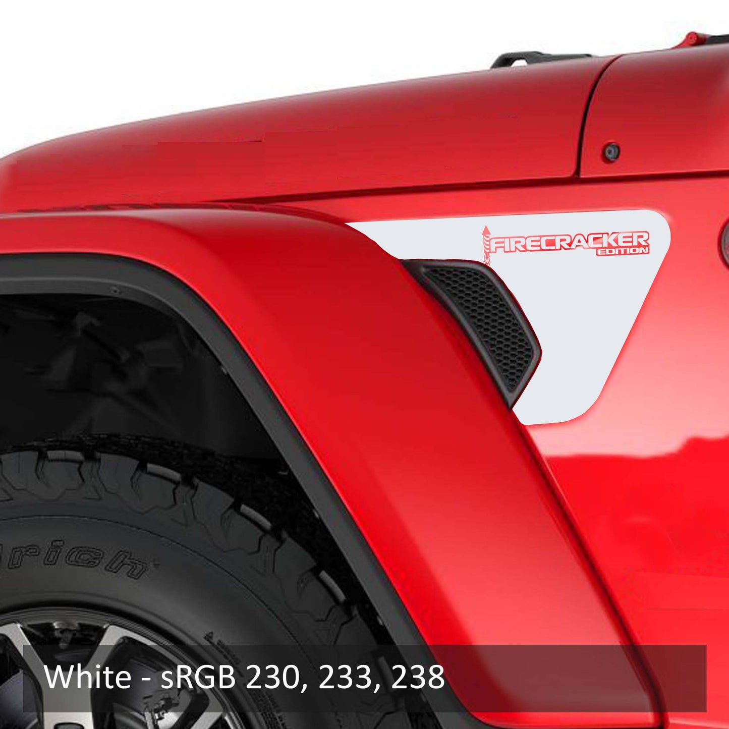 Firecracker Edition Fender Vent Vinyl Transfer Decal - Fits Jeep Wrangler JL/Jeep Gladiator JT 2018+