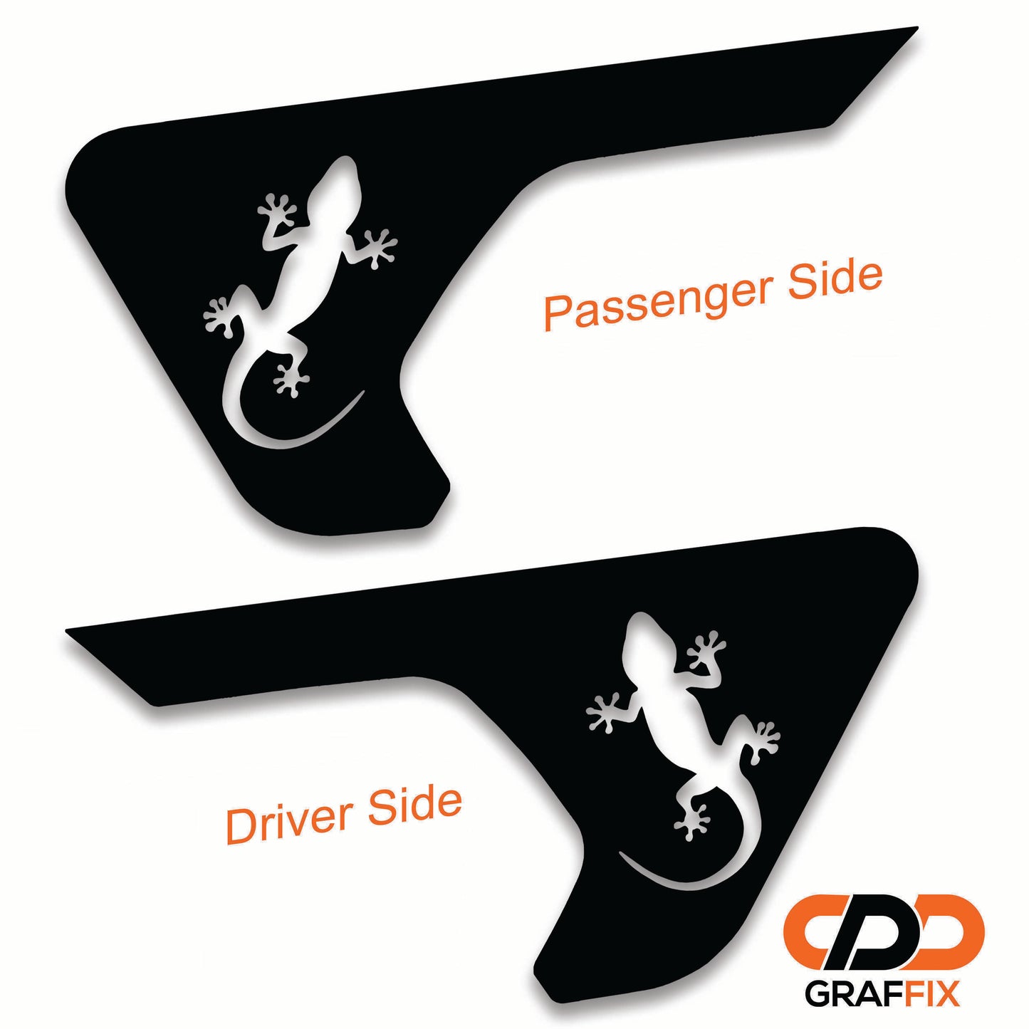 Gecko Lizard 2pc Fender Vent Vinyl Transfer Decals for 18+ Wrangler JL JLU Gladiator JT