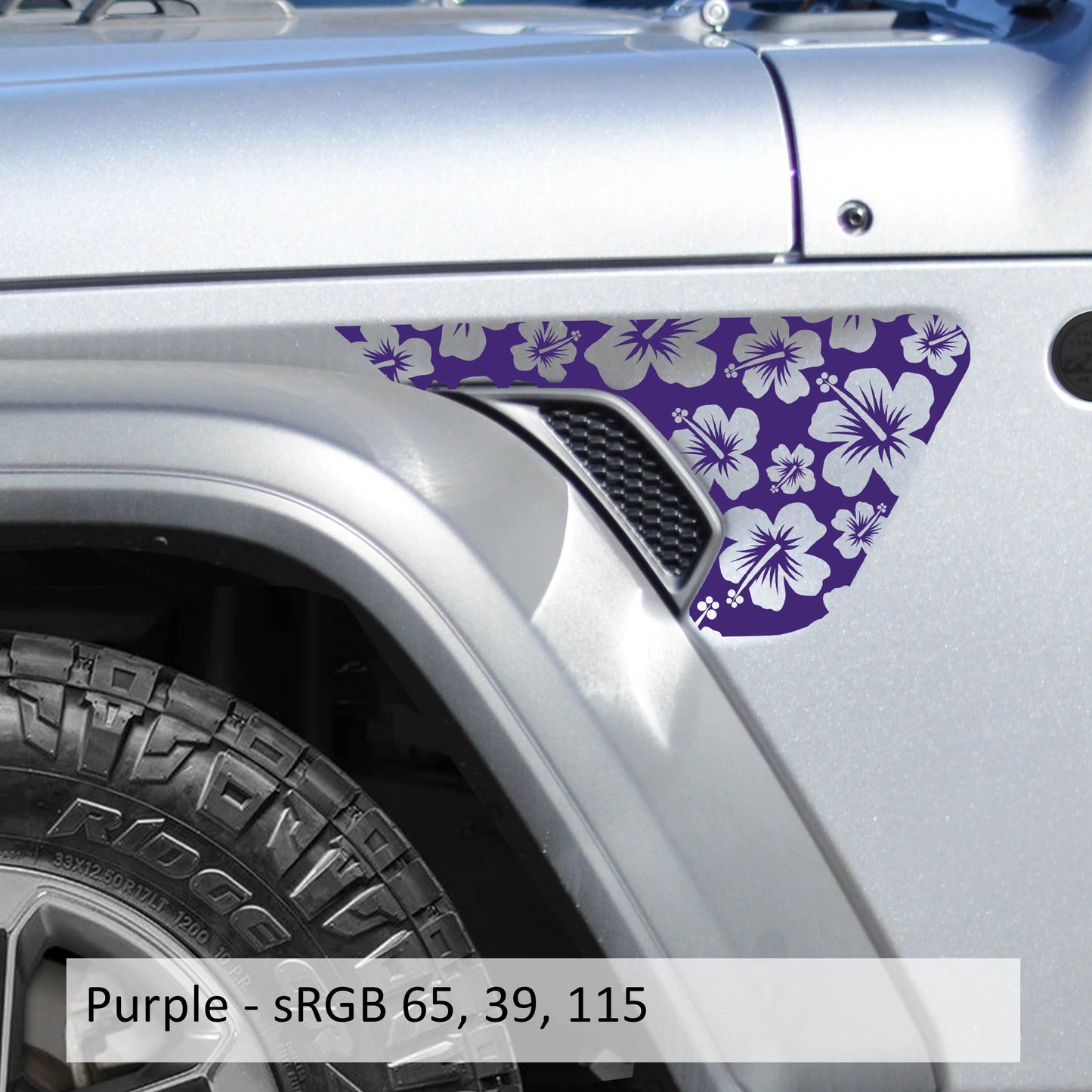 Hawaiian Hibiscus Flowers Decal Fender Vent Vinyl Decal - Fits Jeep Wrangler JL/Jeep Gladiator JT 2018+