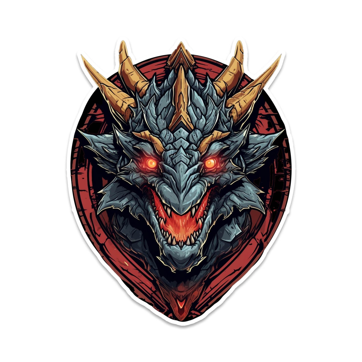 Mounted Black Dragon Head Vinyl Sticker