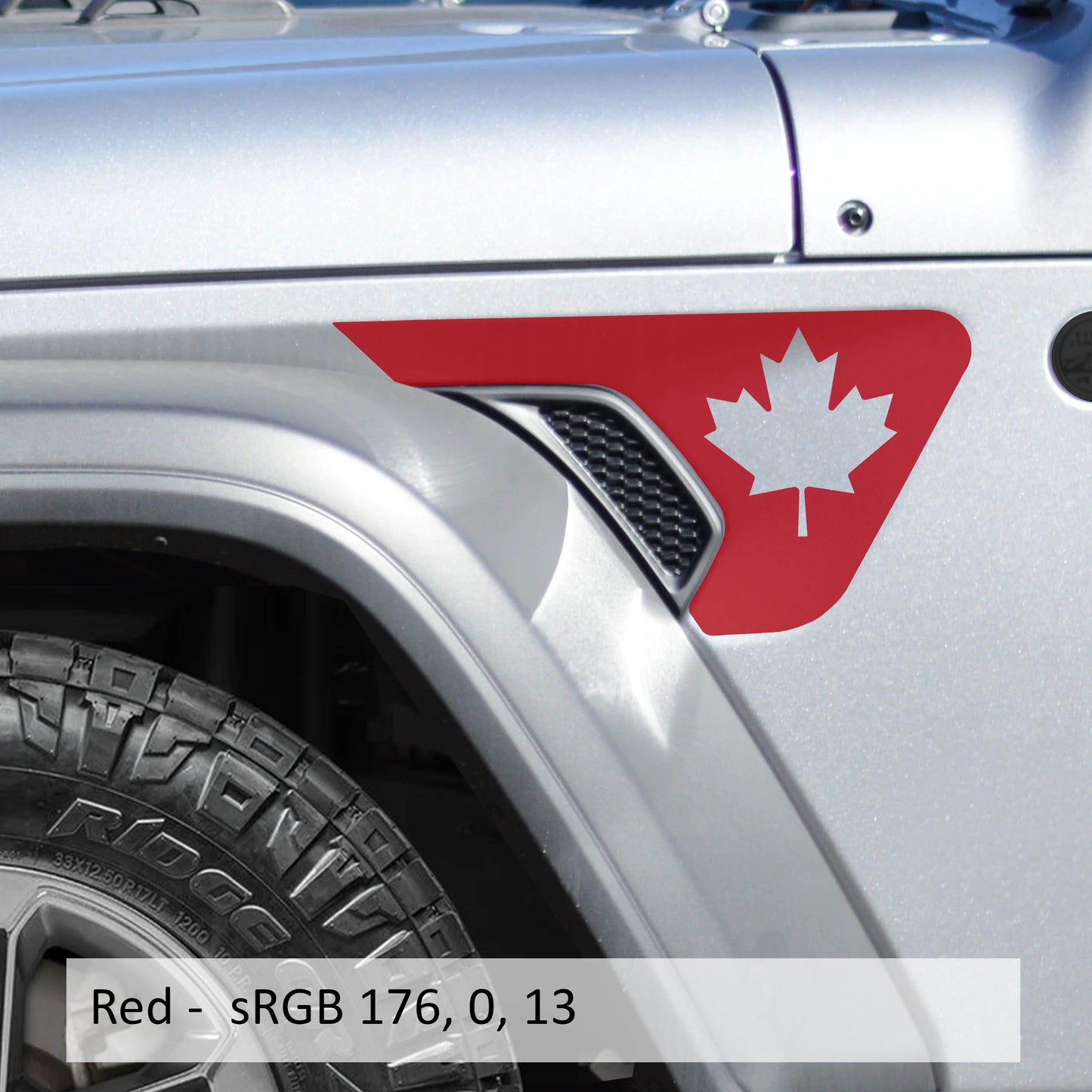 Canadian Maple Leaf Fender Vent Vinyl Decal - Fits Jeep Wrangler JL/Jeep Gladiator JT 2018+