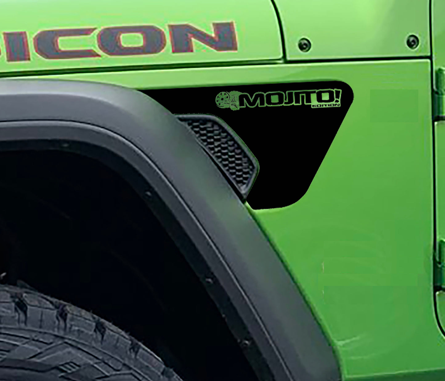 Mojito Edition 2pc Fender Vent Vinyl Transfer Decals for 18+ Wrangler JL JLU Gladiator JT