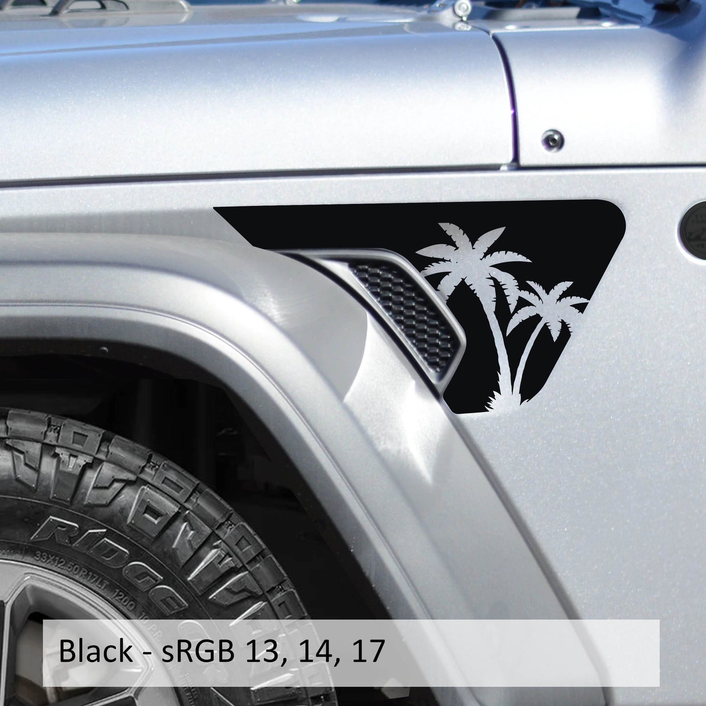 Palmetto Palm Tree Fender Vent Vinyl Decal - Fits Jeep Wrangler JL/Jeep Gladiator JT 2018+