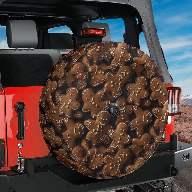 Gingerbread Cookies Spare Tire Cover With Backup Camera Hole