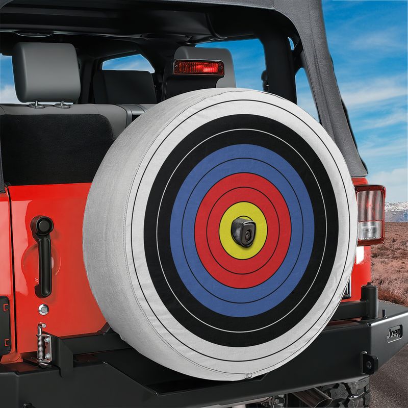 Archery Target Spare Tire Cover With Backup Camera Hole