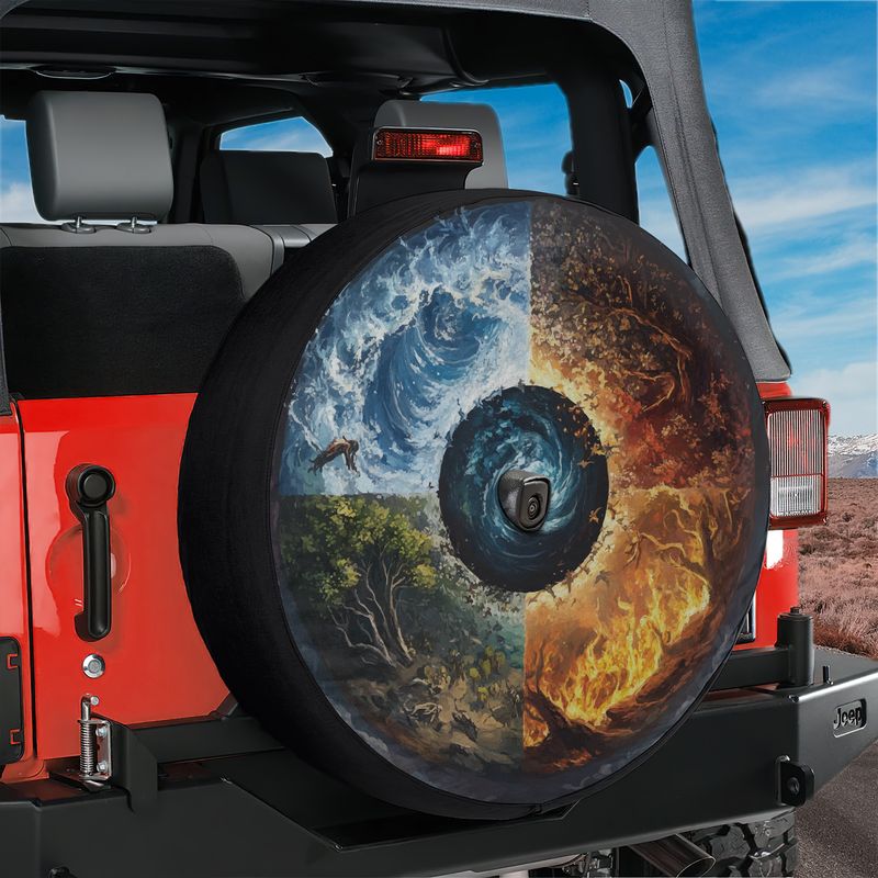 Wheel of Elements Spare Tire Cover With Backup Camera Hole