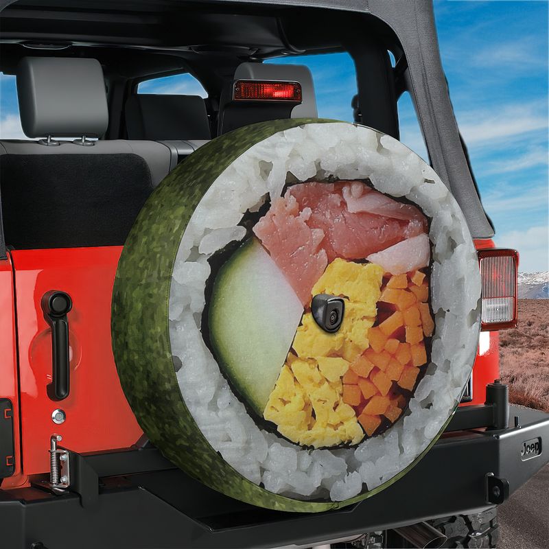 Kimbap Sushi Roll Spare Tire Cover With Backup Camera Hole