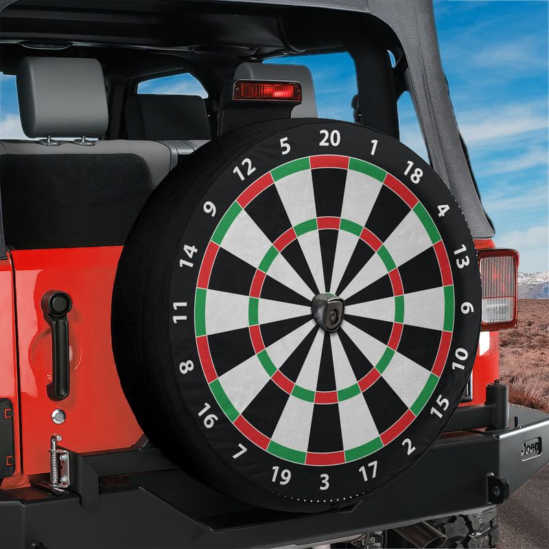 Classic Dartboard Spare Tire Cover With Backup Camera Hole