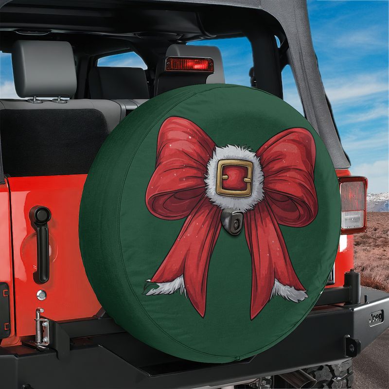 Coquette Santa Belt Bow Spare Tire Cover With Backup Camera Hole