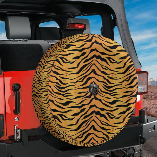 Bengal Tiger Print Spare Tire Cover With Backup Camera Hole