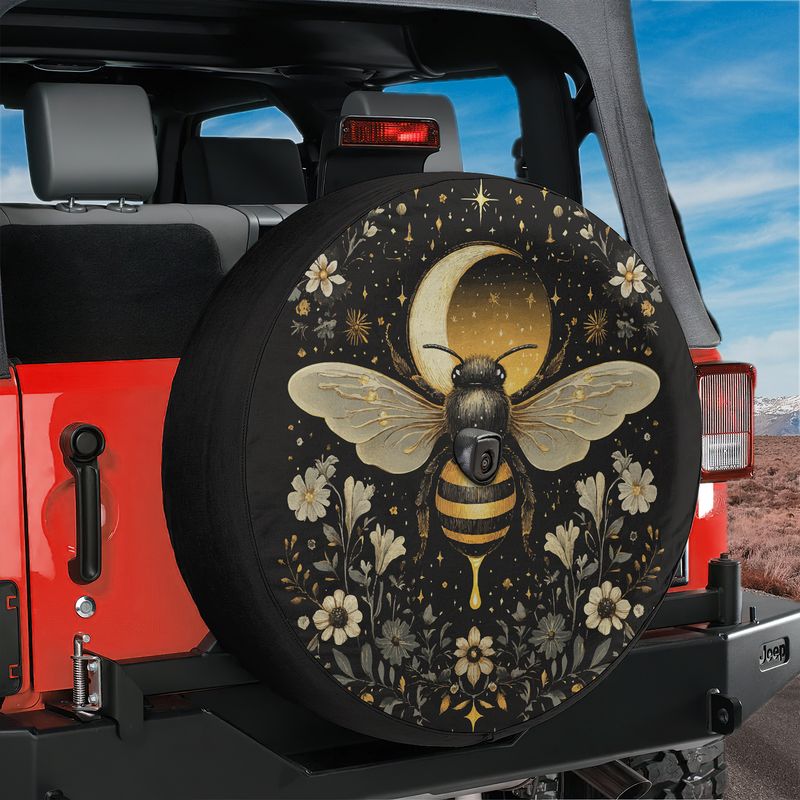 Celestial Buzz Spare Tire Cover With Backup Camera Hole