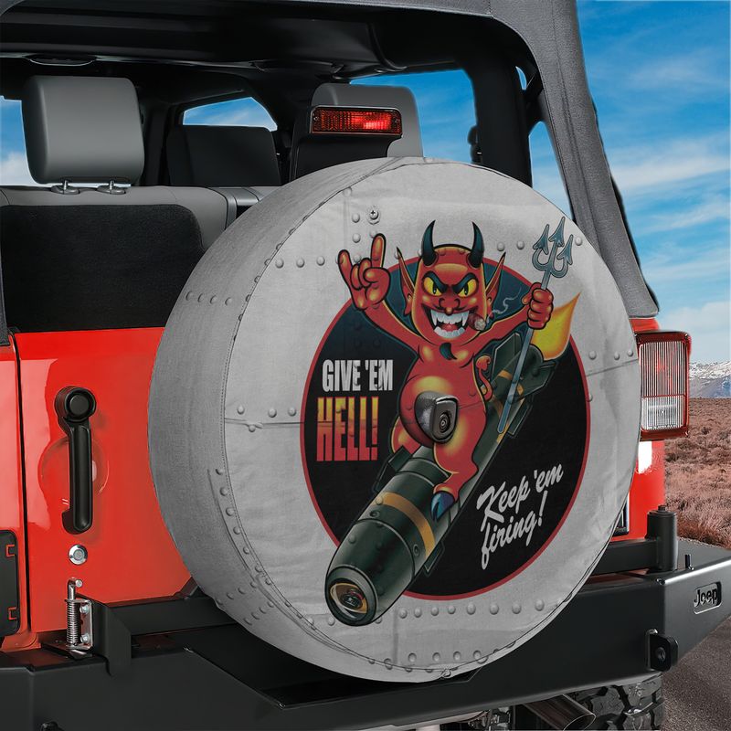 Give ‘Em Hell! Vintage Bomber Spare Tire Cover With Backup Camera Hole