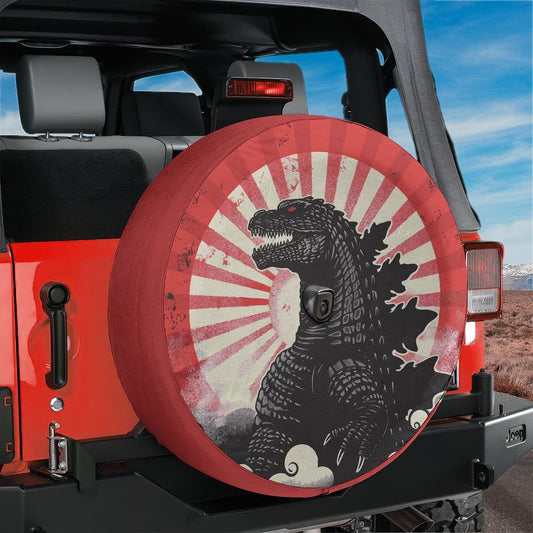 Kaiju Japanese Sunburst Spare Tire Cover With Backup Camera Hole