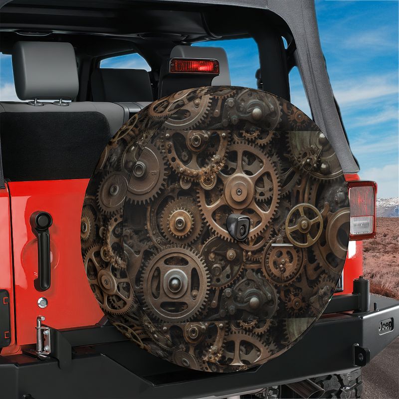 Gears & Sprockets Spare Tire Cover With Backup Camera Hole