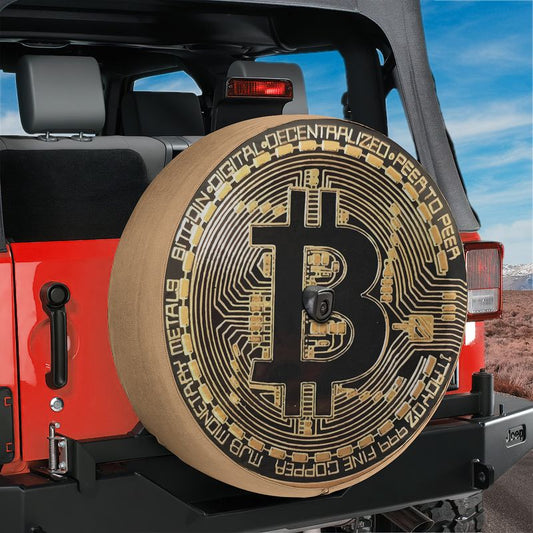 Bitcoin Crypto Token Spare Tire Cover With Backup Camera Hole