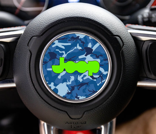 Marine Digital Blue Camouflage Steering Wheel Decal Overlay