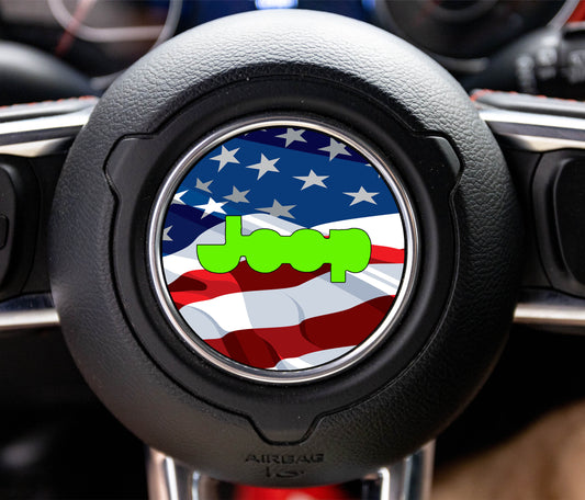 Wavey American Flag Steering Wheel Decal Overlay