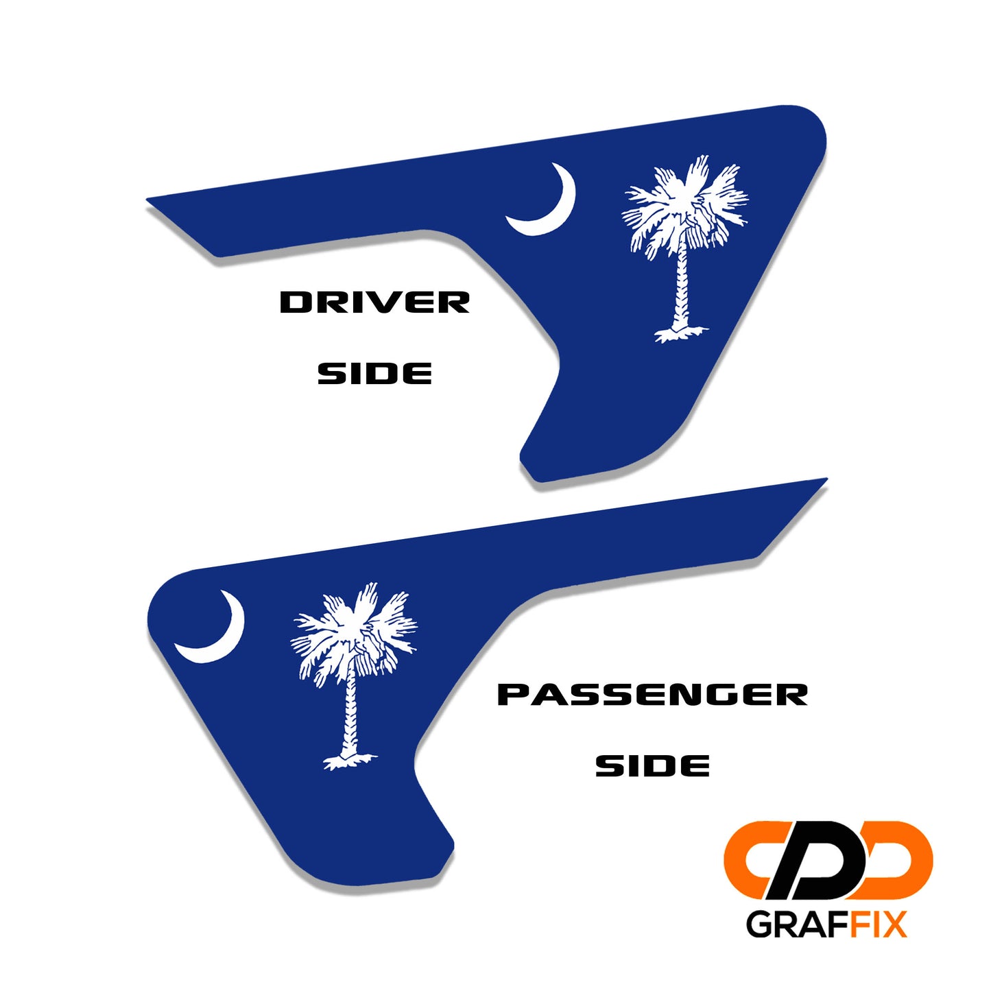 South Carolina State Flag 2pc Vinyl Fender Decal - Fits Jeep Wrangler JL/Jeep Gladiator JT 2018+