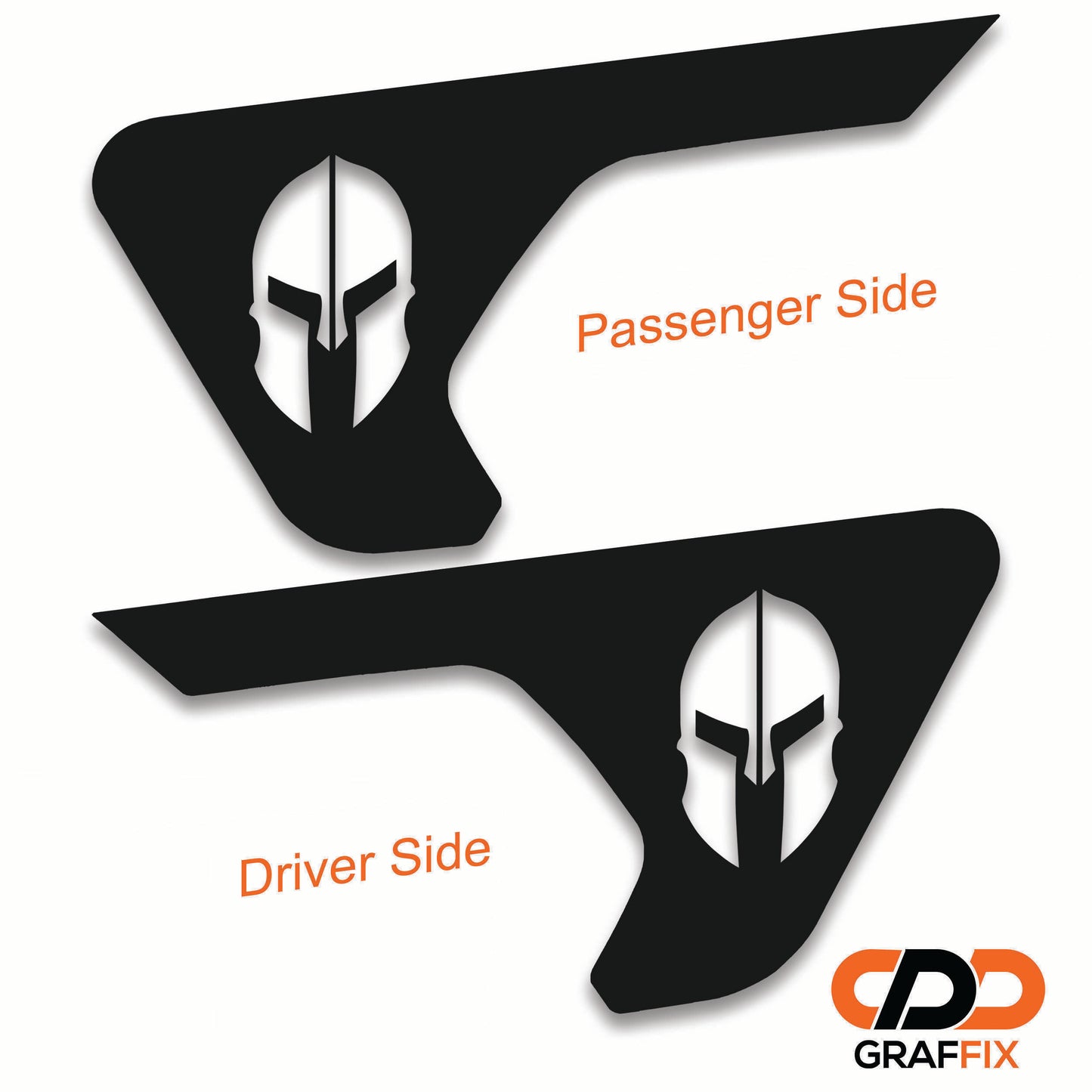 Spartan Helmet v2 2pc Fender Vent Transfer Decals for 18+ Wrangler JL JLU Gladiator JT